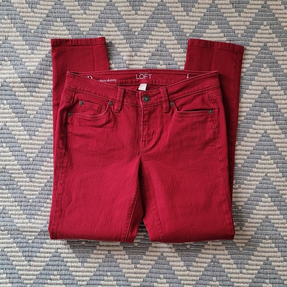 Loft red modern skinny petite jeans